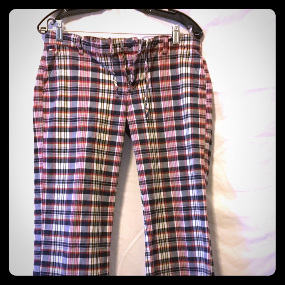 Tommy Plaid Retro Style Cropped Pants